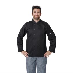 Kochjacke Vegas Gr. XS Unisex lange Ärmel Schwarz...
