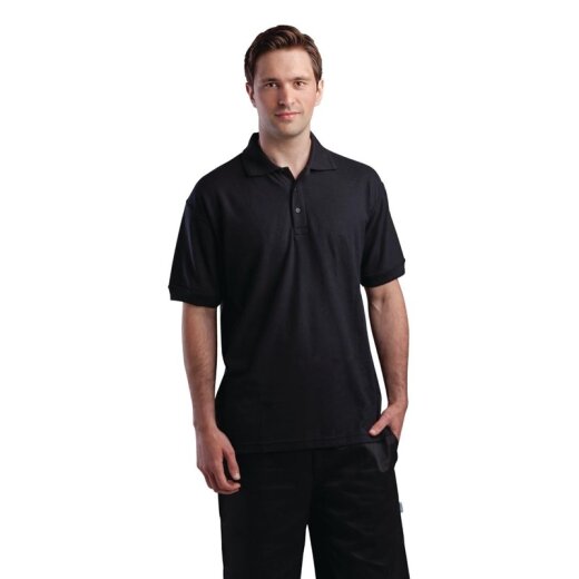 Poloshirt Unisex Schwarz kurze Ärmel Gr. M