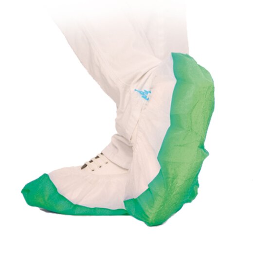 Überschuhe für Hygomat mit CPE-Sohle aus PP 44 cm 10x70 Stück Weiss-Grün