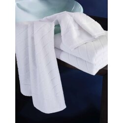 Badvorleger 50x75 cm Weiss Baumwolle Diagonalstreifen...