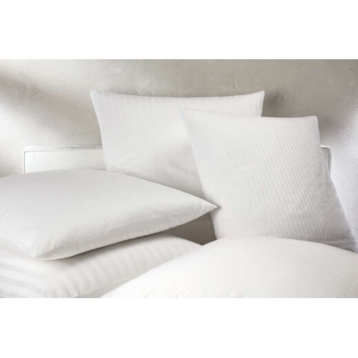 Kissenhülle 80x40 cm + 20 cm Weiss 80 % Baumwolle 4mm Feinstreifen 1 Stück
