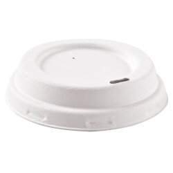 Deckel mit Trinköffnung aus Zuckerrohr Weiss Ø 8 cm 20x50 Stück