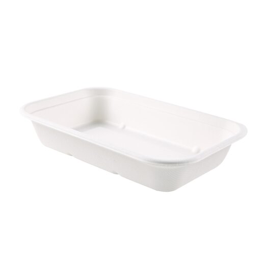 Schale Puro rechteckig aus Zuckerrohr Weiss 4x125 Stück 750 ml Mit Deckel