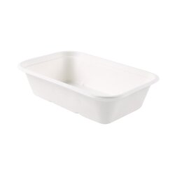 Schale Puro rechteckig aus Zuckerrohr Weiss 4x125 Stück 1000 ml Ohne Deckel