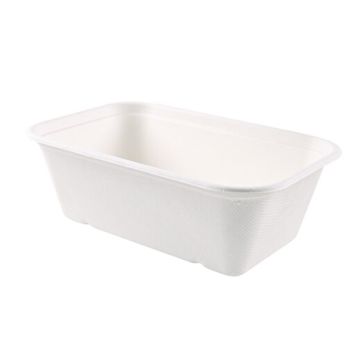 Schale Puro rechteckig aus Zuckerrohr Weiss 4x125 Stück 1300 ml Ohne Deckel