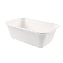 Schale Puro rechteckig aus Zuckerrohr Weiss 4x125 Stück 1300 ml Ohne Deckel