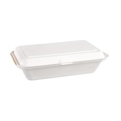 Klappdeckelbehälter aus Zuckerrohr kompostierbar 24,8 cm Fiesta Green 250 Stück