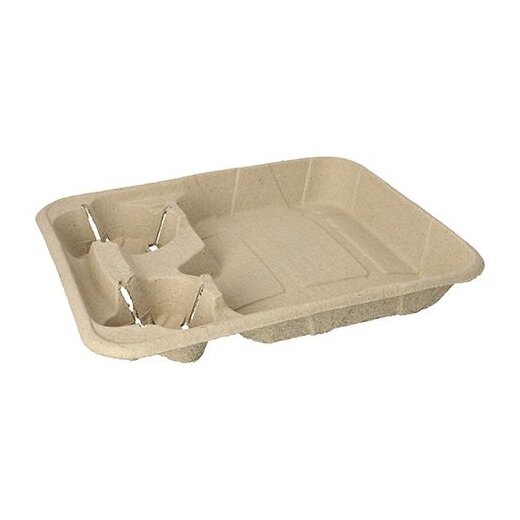 Tragetablett Pappe "To Go" für 2 Becher + Mahlzeit 26,6 x 33 x 4,7 cm 100 Stück