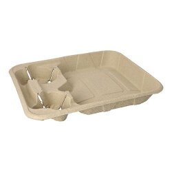Tragetablett Pappe "To Go" für 2 Becher + Mahlzeit 26,6 x 33 x 4,7 cm 100 Stück