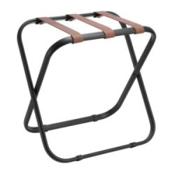 Kofferständer TRAVELER aus Stahl/Riemen Leder Braun