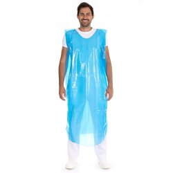 Einwegschürzen "360 Grad" 30 my aus LDPE 140x80 cm 5x50 Stück Blau
