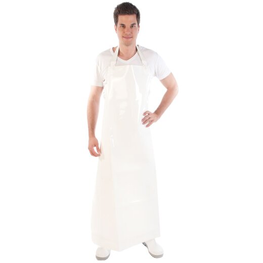 Latzschürze 300 my aus PU Weiss 130 cm
