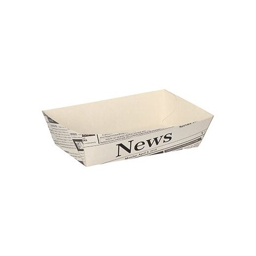 Pommes-Frites-Trays Weiss "Newsprint" verschiedene Größen