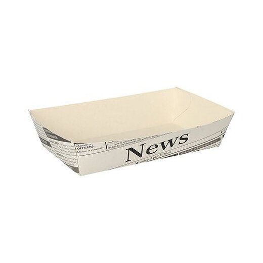 Pommes-Frites-Trays Weiss "Newsprint" 10,5 x 17 cm 500 Stück