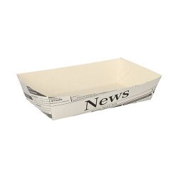 Pommes-Frites-Trays Weiss "Newsprint" 10,5 x 17 cm 500 Stück