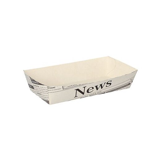 Pommes-Frites-Trays Weiss "Newsprint" 9 x 17 cm 600 Stück
