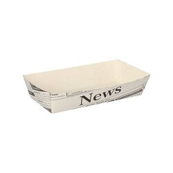 Pommes-Frites-Trays Weiss "Newsprint" 9 x 17 cm 600 Stück