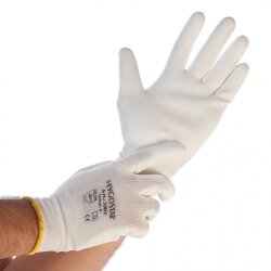 Feinstrickhandschuhe Ultra Flex Hand mit PU-Beschichtung 10x12 Paar Weiss Größe S