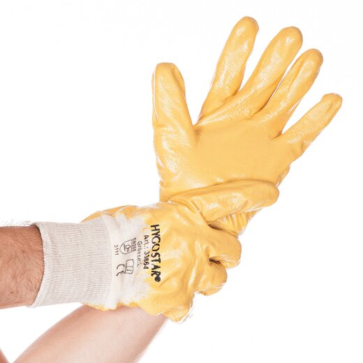 Arbeitshandschuhe Nitril Grip mit Nitril-Beschichtung Gelb 12x12 Paar Größe S