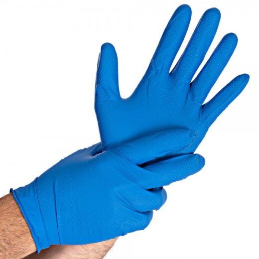 Nitrilhandschuhe puderfrei 10x50 Stück Power Grip Größe L Blau