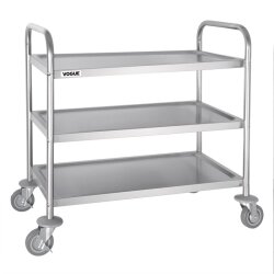 Abräumwagen Edelstahl Vogue 3 Etagen mit Bremse 93 x 53,5 x 85,5 cm