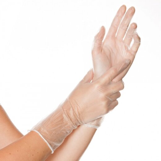 Vinylhandschuhe Ideal Long puderfrei 10x100 Stück 30 cm Transparent Größe L