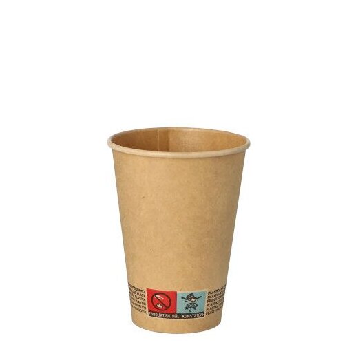 Einwegbecher aus Frischfaser-Karton BIO-beschichtet Braun 0,18 L Ø 7 cm  9,2 cm hoch