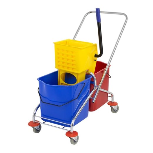 Reinigungswagen doppelter Moppeimer mit Mopppreisse 2x23 L