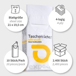 Taschentücher 4-lagig 10x10 Stück