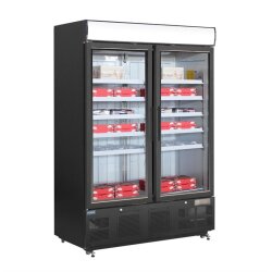 Gefrierschrank mit Glastür 920 L Schwarz