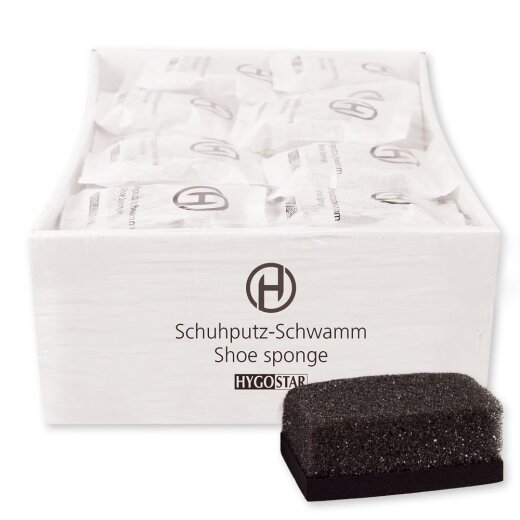 Schuhputz-Schwamm Schwarz mit pflegender Emulsion einzeln verpackt 50 Stück
