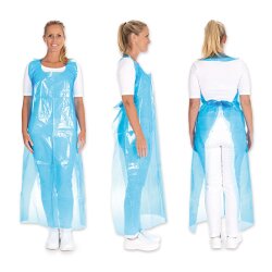 Schürze einweg geblockt ca. 60 my aus LDPE Blau 25...