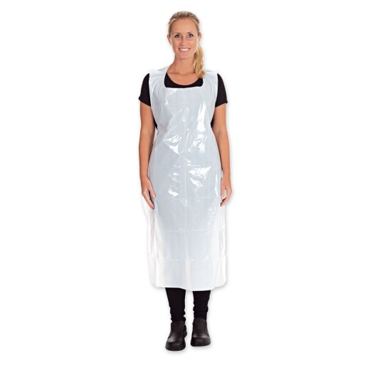 Schürze einweg in der Spenderbox 25 my Weiss aus LDPE
