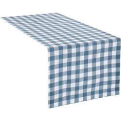 Tischläufer Blau Weiß kariert Baumwolle...