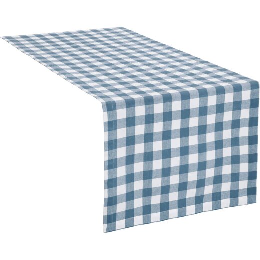 Tischläufer Blau Weiß kariert Baumwolle ZÜCHEN 40 x 130 cm  15 Stück
