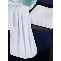Handtuch/Badetuch Weiss 100% Baumwolle Diagonalstreifen schmal 420 gr/m² 70 x 140 cm  40 Stück
