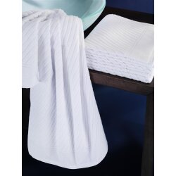 Badvorleger 50x75 cm Weiss Baumwolle Diagonalstreifen...