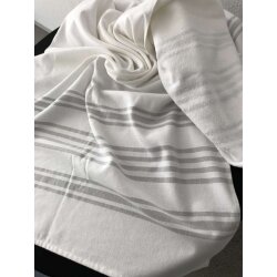 Hamamtuch/Saunatuch 100% Baumwolle 70 x 180 cm Weiss-Grau  30 Stück