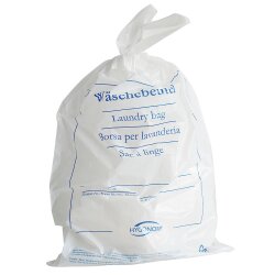 Wäschebeutel Classic einweg 54x38 cm Weiss mit blauem Aufdruck 100 Stück