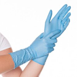 Nitrilhandschuhe puderfrei Safe Long 30 cm lang Blau XL 100 Stück