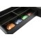 Willkommenstablett SPACE aus Kunstleder Schwarz mit Wasserkocher STYLE 1,0 L, 2 weißen Porzellantassen und Kaffeemaschine START
