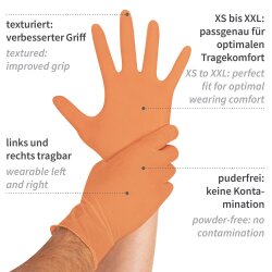 Nitrilhandschuhe Orange puderfrei Safe Light L 100...