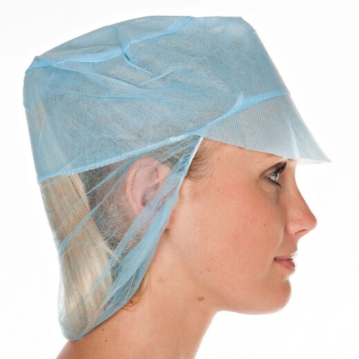 Schildmütze mit Langhaar-Schutz Blau 500 Stück