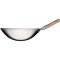 Wok-Pfanne aus gebürsteter Edelstahl mit rundem Boden, Grifflänge 185 mm