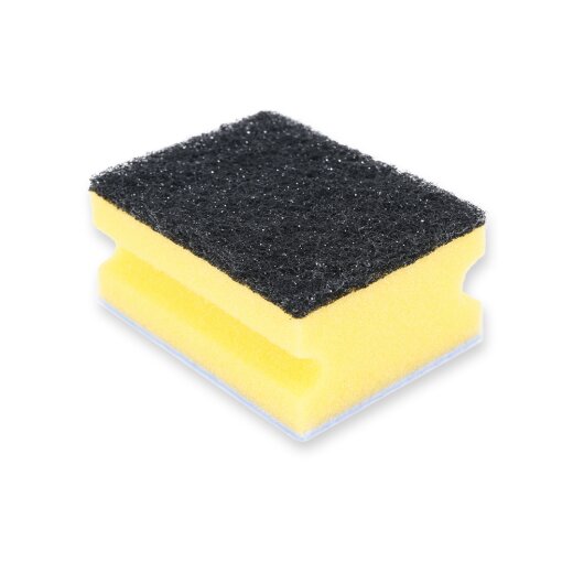 Topfreiniger Anti-Fett 9,5 x 7 x 4,5 cm aus Schaumstoff/Hartvlies/Trockenvlies gelb schwarzes Hartvlies blaues Trockenvlies