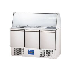Saladette 3‑türig mit Glasaufsatz & GN 1/1...