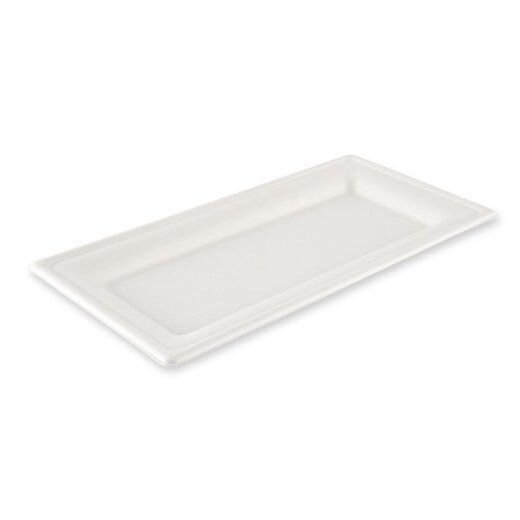 Bio Teller rechteckig aus Zuckerrohr Weiss 26 x 13 cm