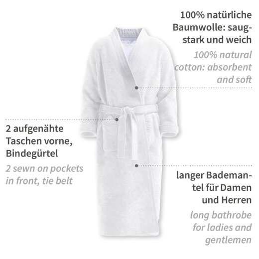 Bademantel Kimono Baumwolle mit Gürtel M 10 Stück