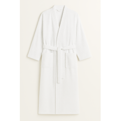 Kimono Premium Bademantel aus Baumwolle Weiss