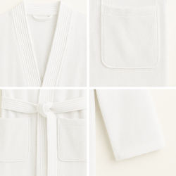Kimono Premium Bademantel aus Baumwolle Weiss